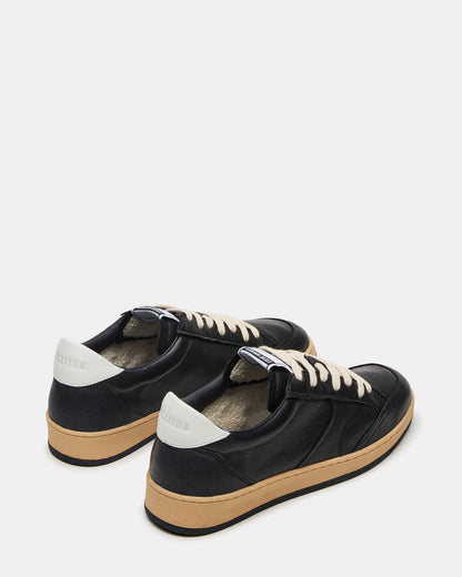 PRISMO Black Leather Low-Top Lace-Up Men's Sneaker