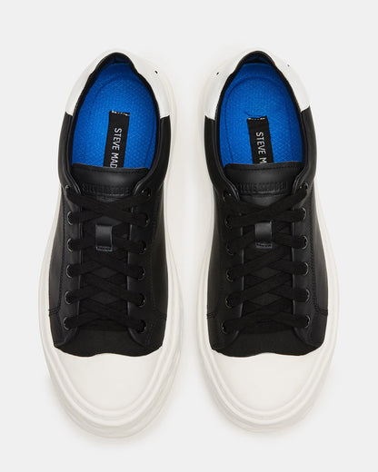 MACRAE Black Leather Men's Low-Top Fashion Sneaker
