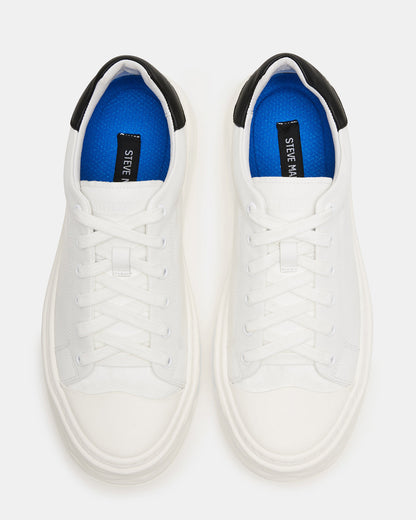 MACRAE White Leather Men's Low-Top Fashion Sneaker