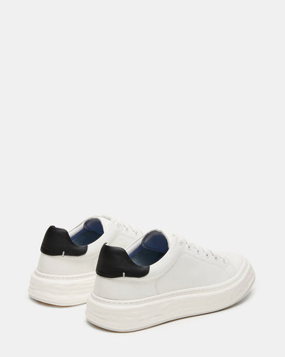 MACRAE White Leather Men's Low-Top Fashion Sneaker