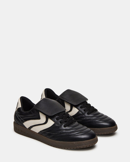 JANOS Black Leather Low-Top Lace-Up Men's Sneaker