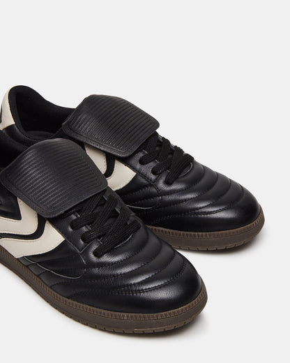 JANOS Black Leather Low-Top Lace-Up Men's Sneaker
