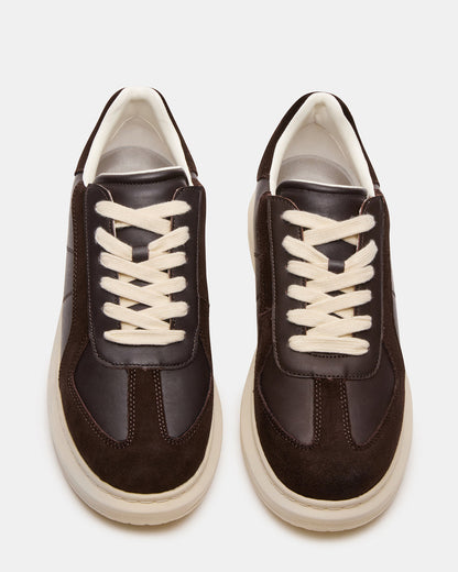 MINOU Brown Leather Low-Top Lace-Up Men's Sneaker
