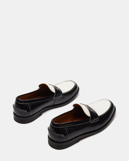 NATAN Black/ White Leather Men's Slip-On Dress Loafer