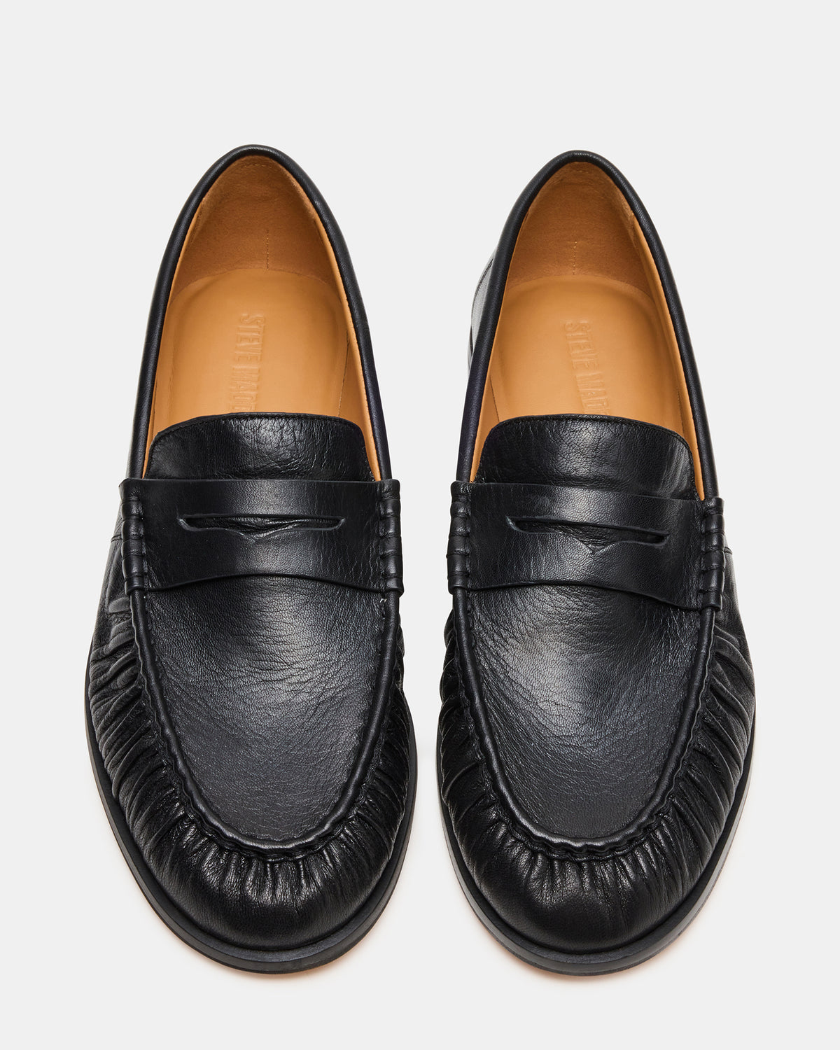 QUINCEY Black Leather Slip-On Men's Loafer
