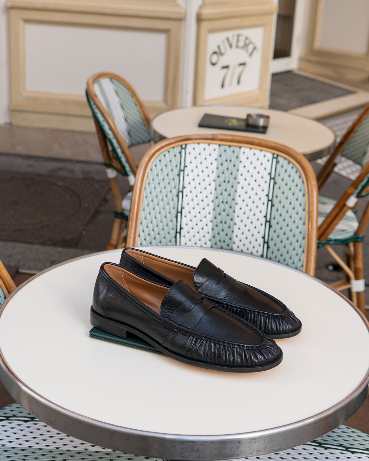 QUINCEY Black Leather Slip-On Men's Loafer