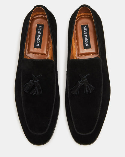 ONDRE Black Suede Tassel Slip-On Men's Loafer
