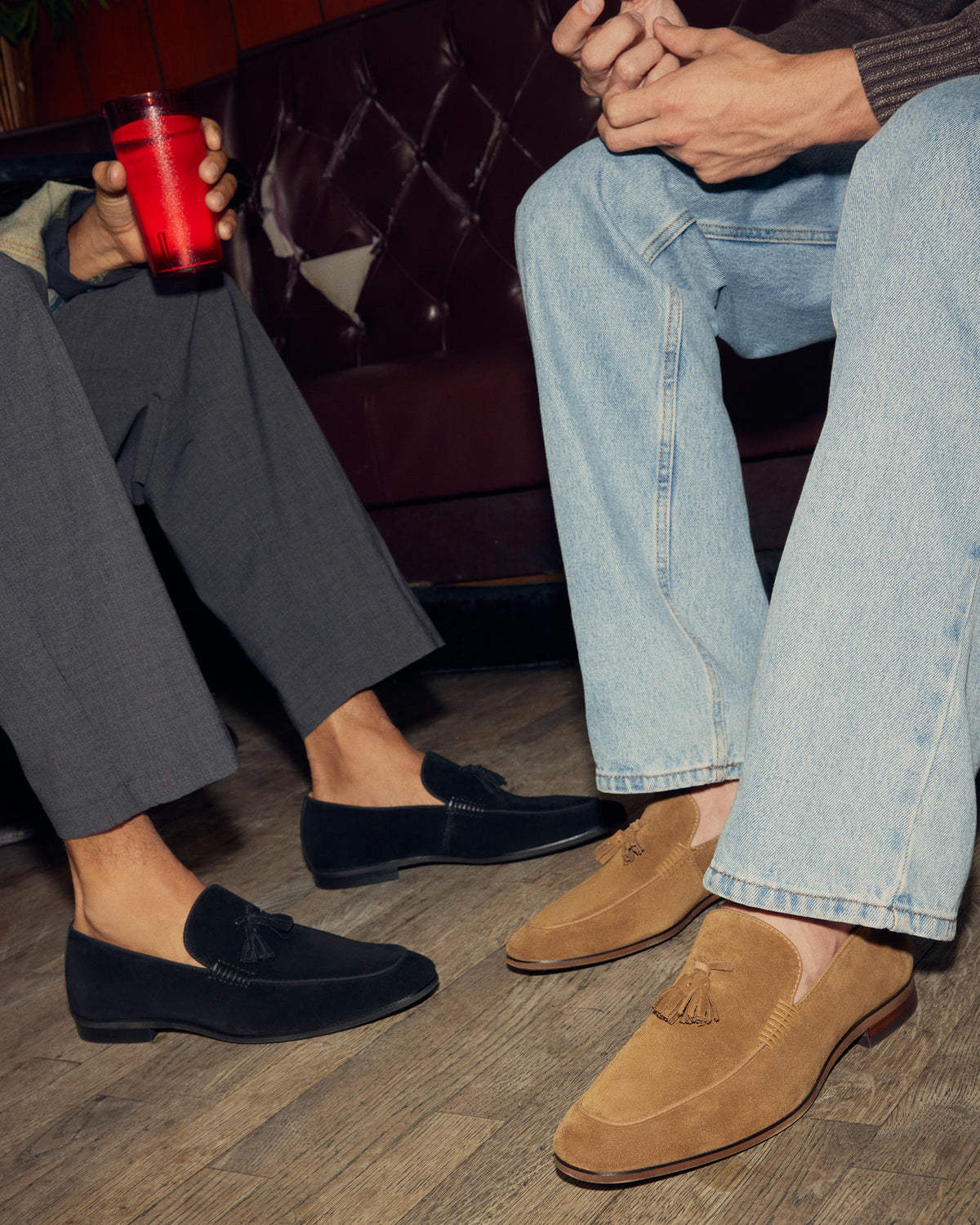 ONDRE Black Suede Tassel Slip-On Men's Loafer
