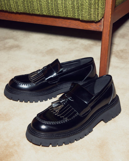ZEV Black Box Lug Sole Dress Men's Loafer