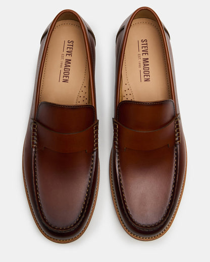 COLVER Cognac Leather Men's Slip-On Loafer