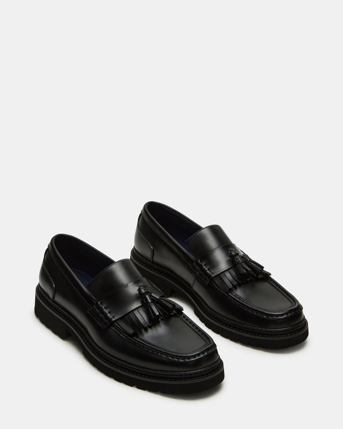 ARTHUS Black Leather Slip-On Tassel Men's Loafer