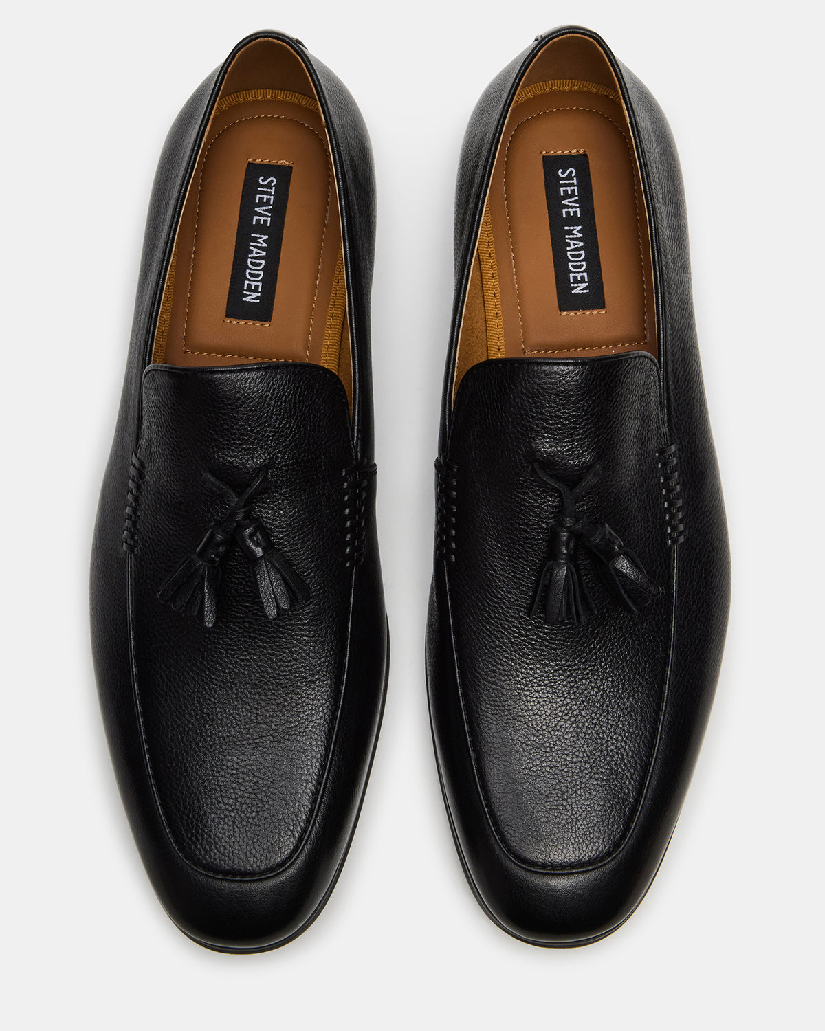 ONDRE Black Leather Tassel Slip-On Men's Loafer