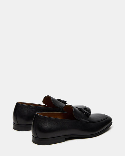 ONDRE Black Leather Tassel Slip-On Men's Loafer