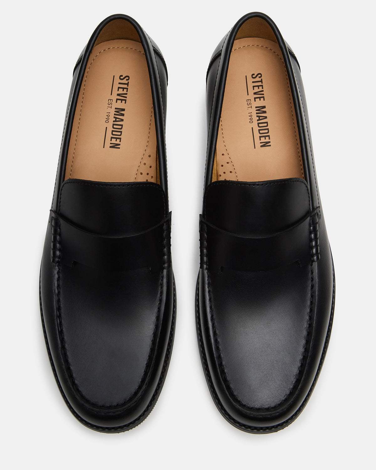 COLVER Black Leather Men's Slip-On Loafer