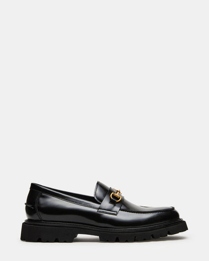 NAXOS Black Leather Slip-On Dress Men's Loafer