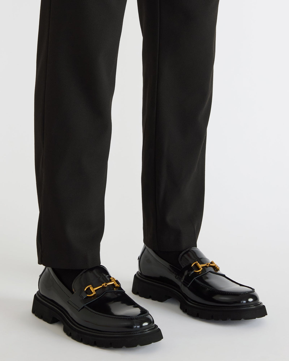 NAXOS Black Leather Slip-On Dress Men's Loafer