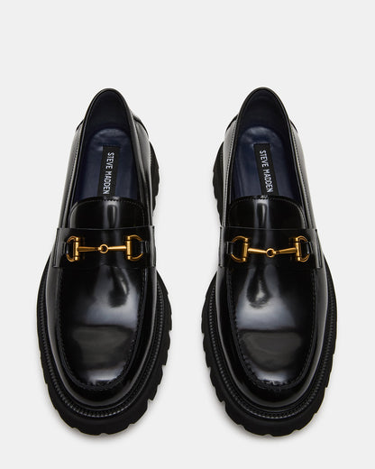 NAXOS Black Leather Slip-On Dress Men's Loafer