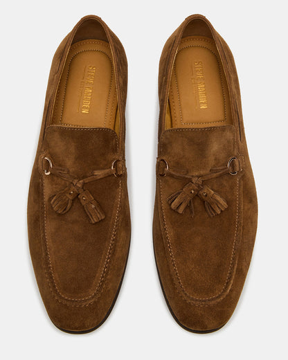 LOGAN Cognac Suede Tassel Slip-On Men's Loafer