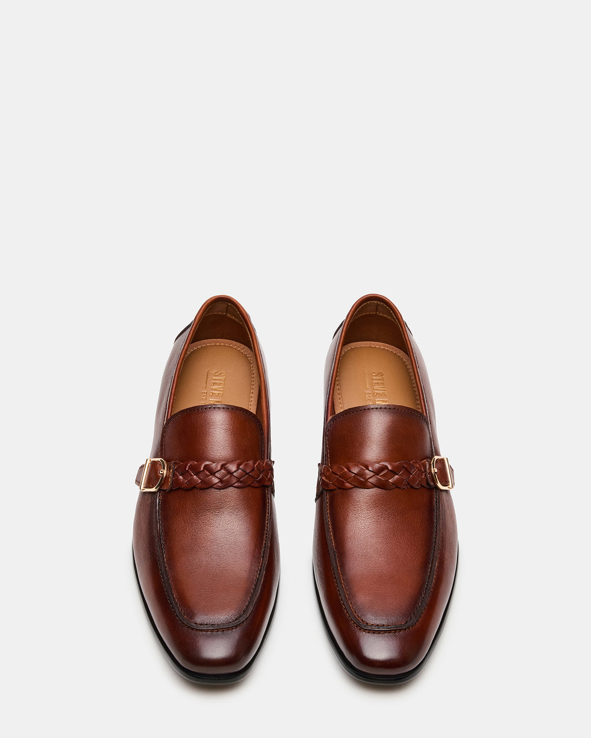 CHAPLIN Tan Leather Woven-Strap Buckle Slip-On Men's Loafer
