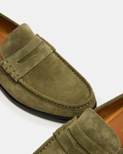 HUCKLE Green Suede Slip-On Men's Loafer