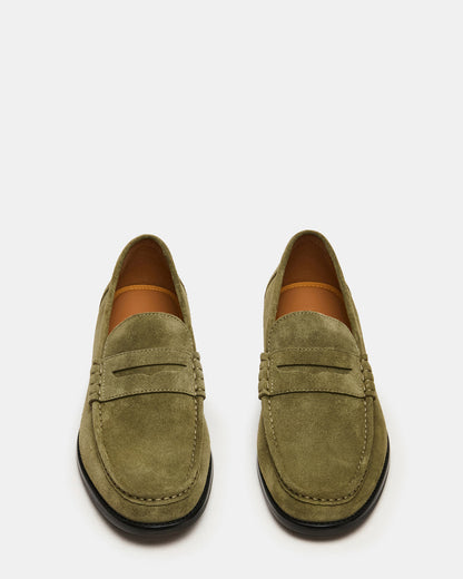 HUCKLE Green Suede Slip-On Men's Loafer