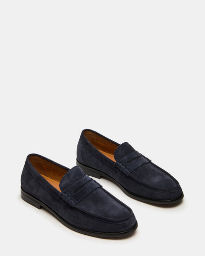 HUCKLE Navy Suede Slip-On Men's Loafer