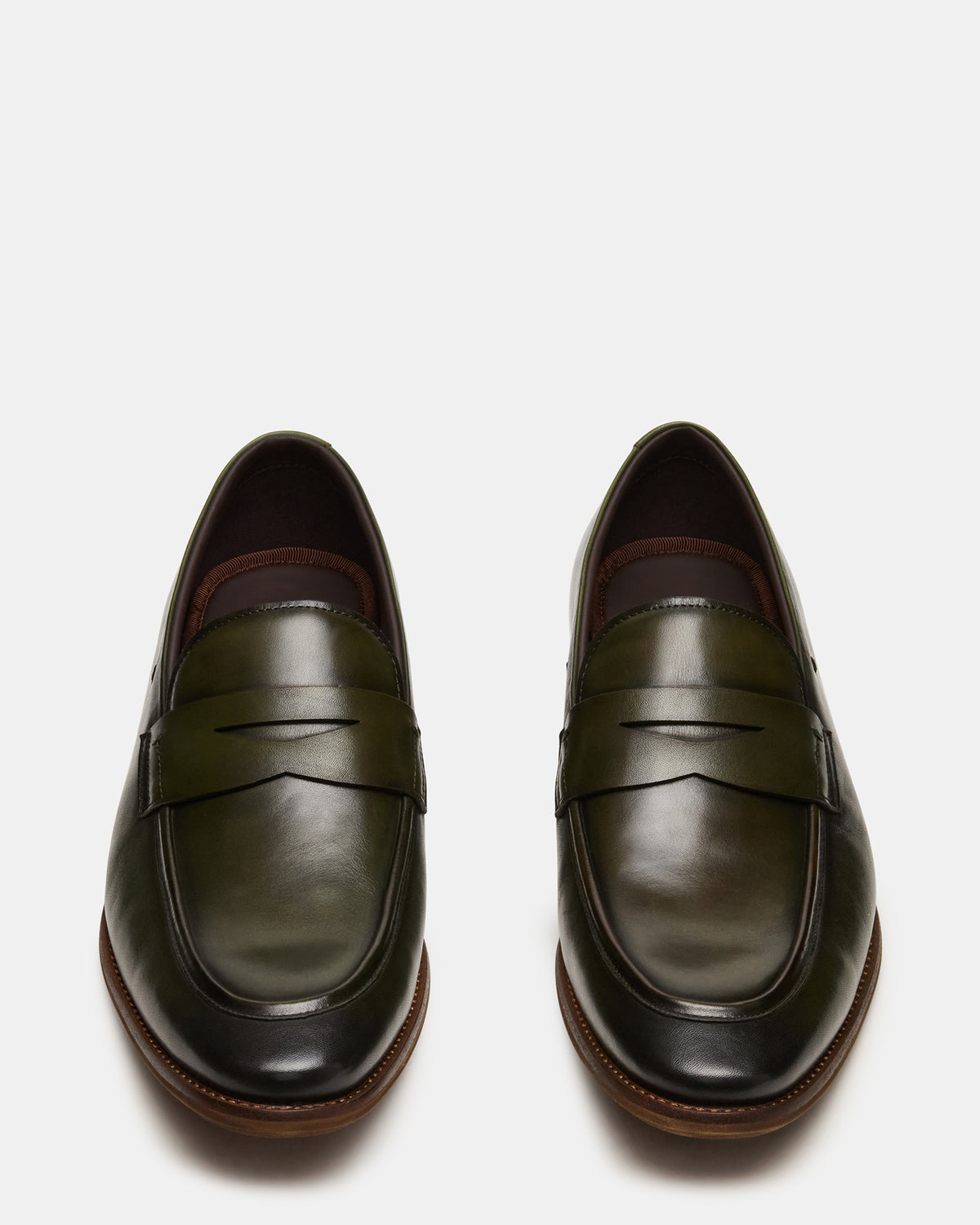 LIGHTNING Dark Green Round-Toe Slip-On Men's Loafer