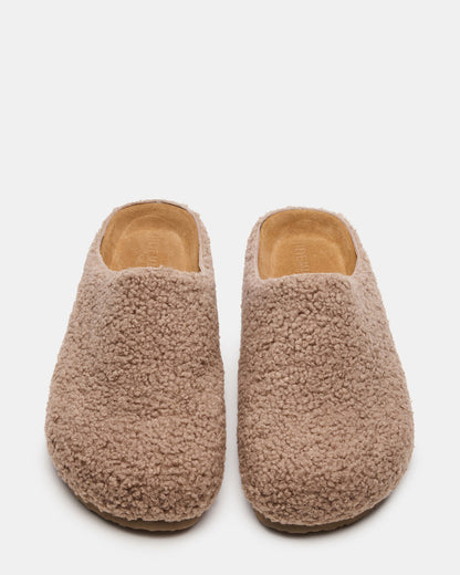 WENDELIN Taupe Faux Shearling Footbed Slip-On Men's Casual Clog