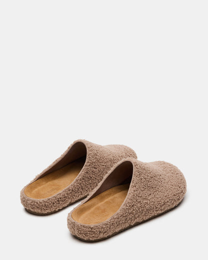 WENDELIN Taupe Faux Shearling Footbed Slip-On Men's Casual Clog