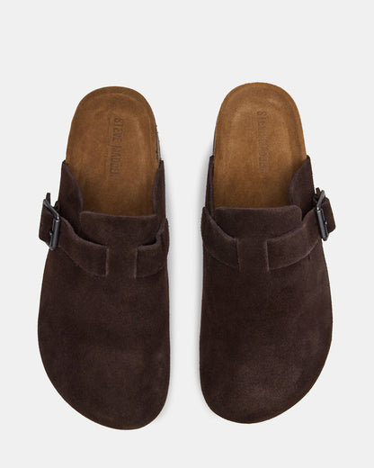 WILDERR Chocolate Brown Suede Slip-On Men's Casual Clog