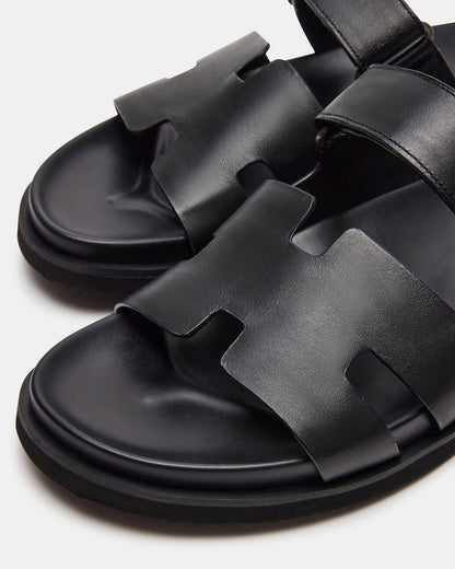 MAIVEN Black Leather Men's Fisherman Sandal