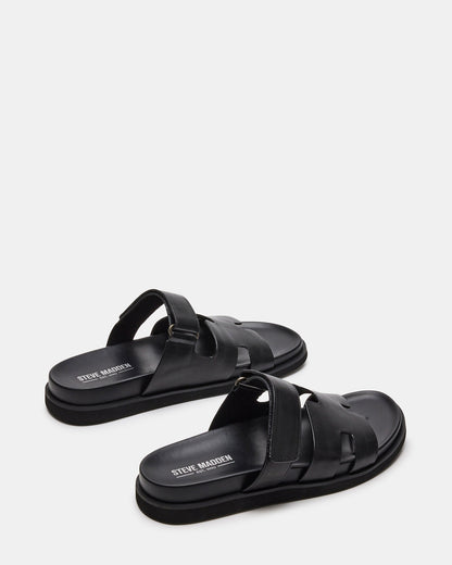 MAIVEN Black Leather Men's Fisherman Sandal