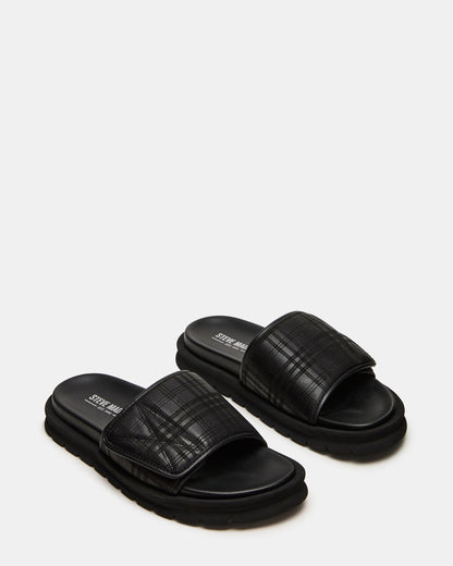 REESE Black Slide Footbed Rounded-Toe Men's Sandal