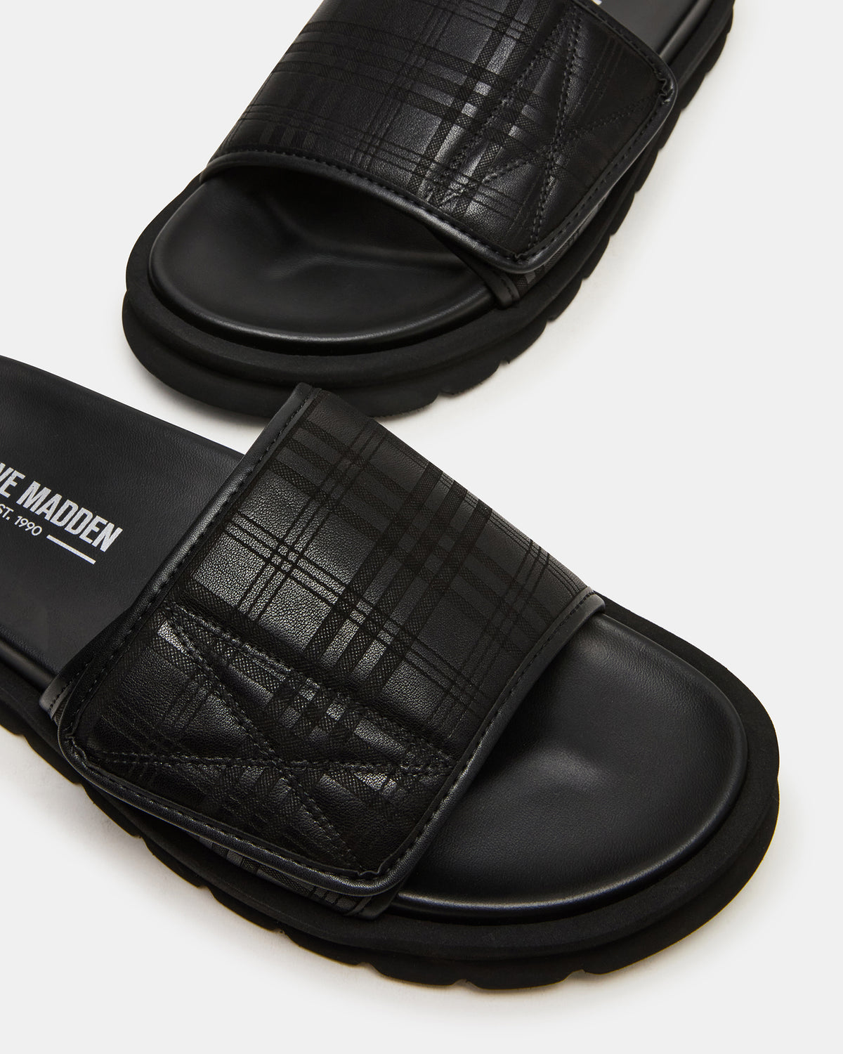 REESE Black Slide Footbed Rounded-Toe Men's Sandal