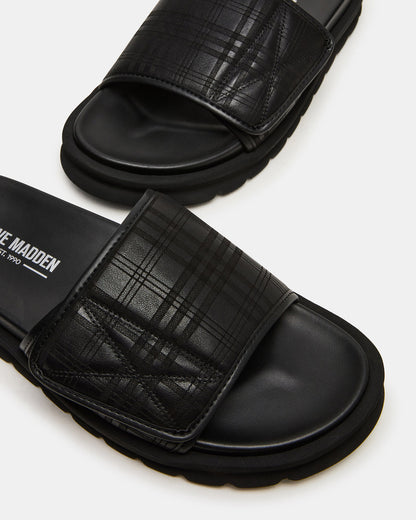 REESE Black Slide Footbed Rounded-Toe Men's Sandal