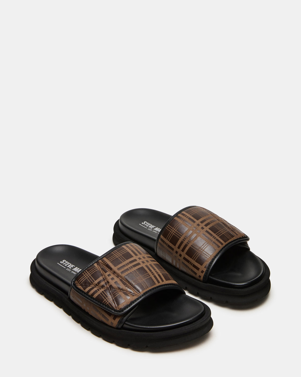 REESE Brown Slide Footbed Rounded-Toe Men's Sandal
