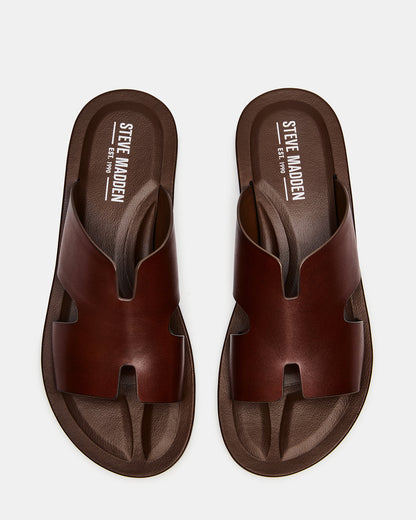 SPLASH Tan Leather Men's Flat Slip-On Sandal