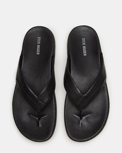 EMMETT Black Leather Men's Thong Sandal