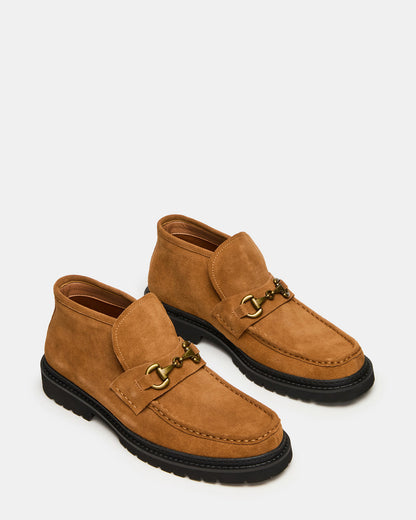 DEPUTY Chestnut Suede Horsebit Moc Toe Men's Casual Ankle Boot