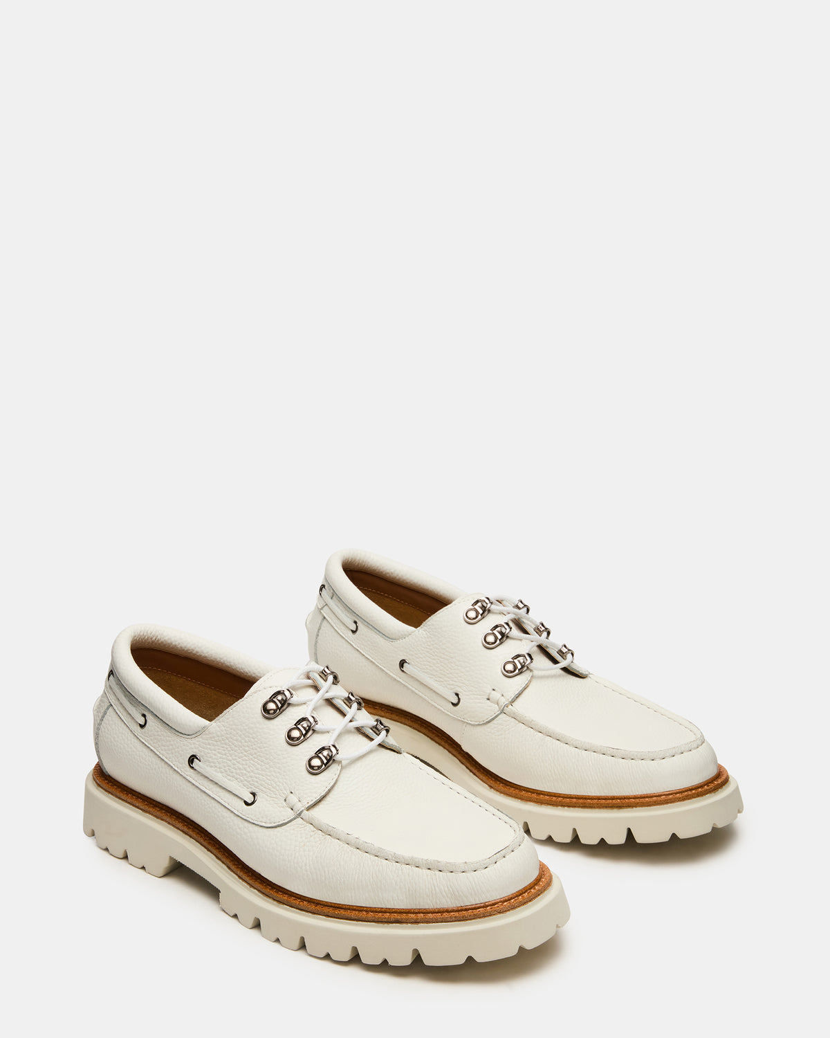 VICTOR White Leather Slip-On Men's Casual Boat Shoe