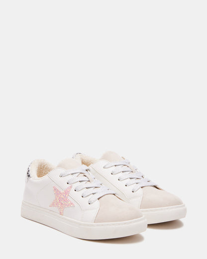 Kids' REZUME White Multi Girls' Lace-Up Star Sneakers