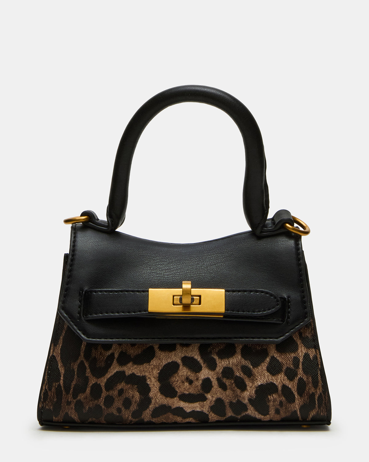 MADLYN Bag Leopard Structured Turn-Lock Closure Top-Handle Crossbody Mini Handbag