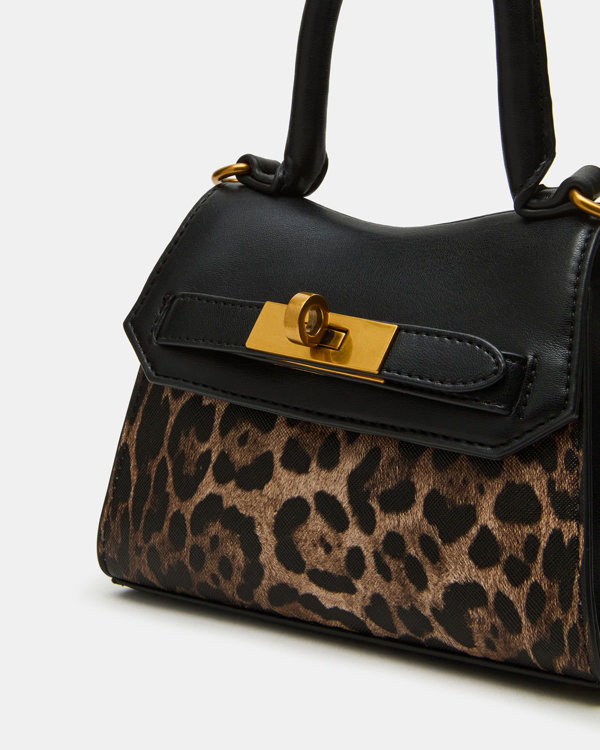 MADLYN Bag Leopard Structured Turn-Lock Closure Top-Handle Crossbody Mini Handbag