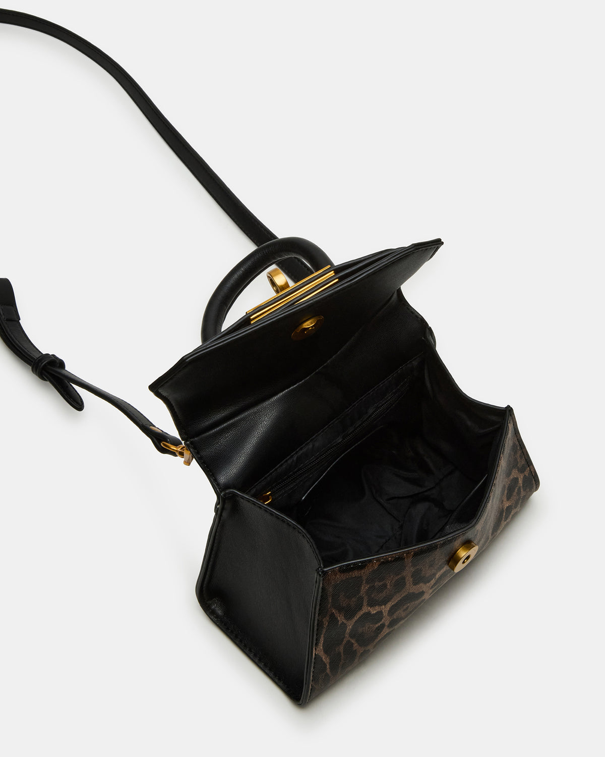 MADLYN Bag Leopard Structured Turn-Lock Closure Top-Handle Crossbody Mini Handbag