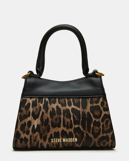 MADLYN Bag Leopard Structured Turn-Lock Closure Top-Handle Crossbody Mini Handbag