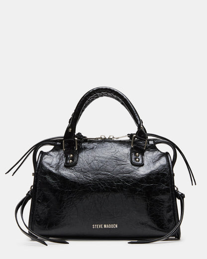 RIGGS Bag Embellished Black Distressed Slouchy Top-Handle Crossbody Satchel Handbag