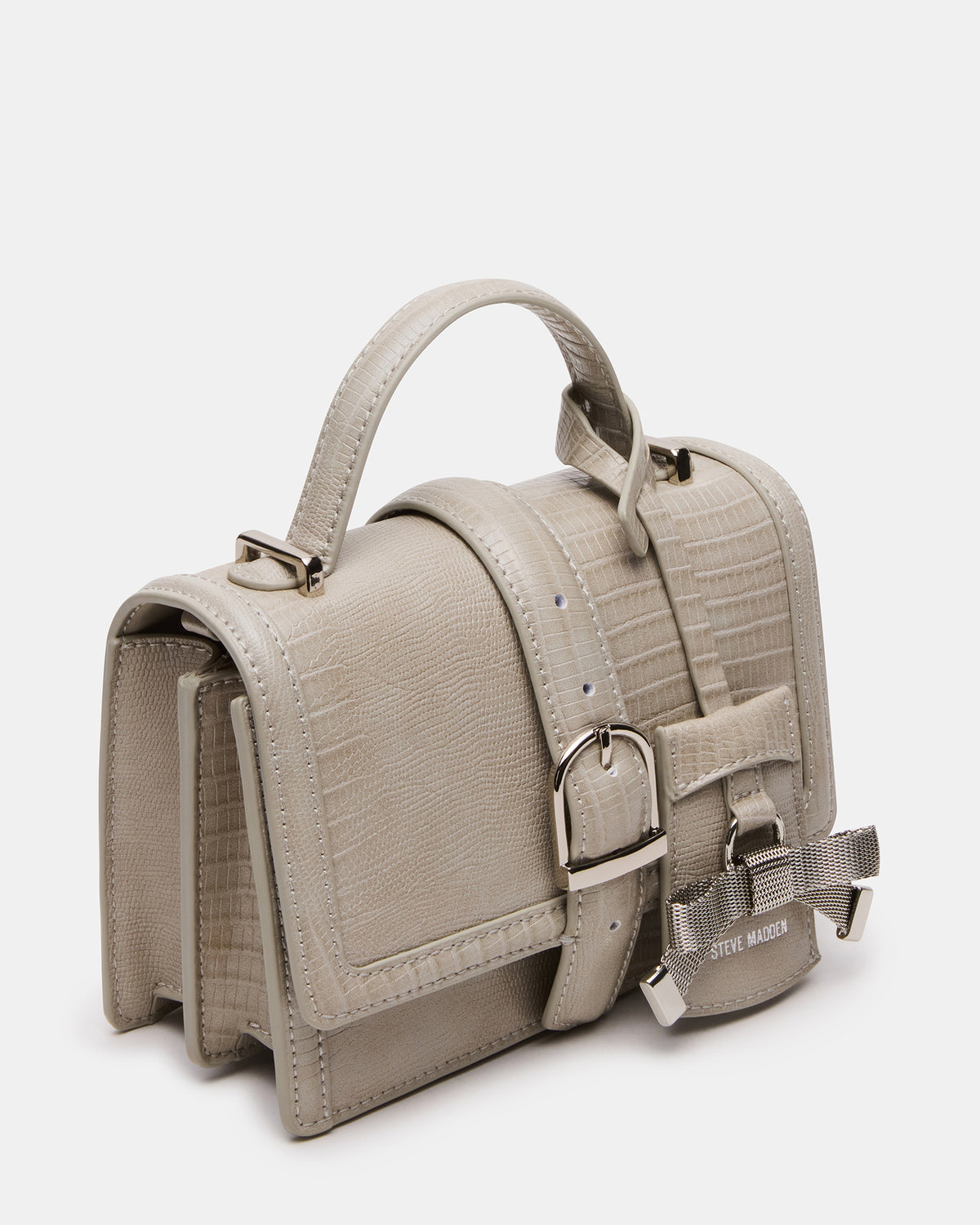 CLARK Bag Light Grey Structured Top-Handle Mini Handbag