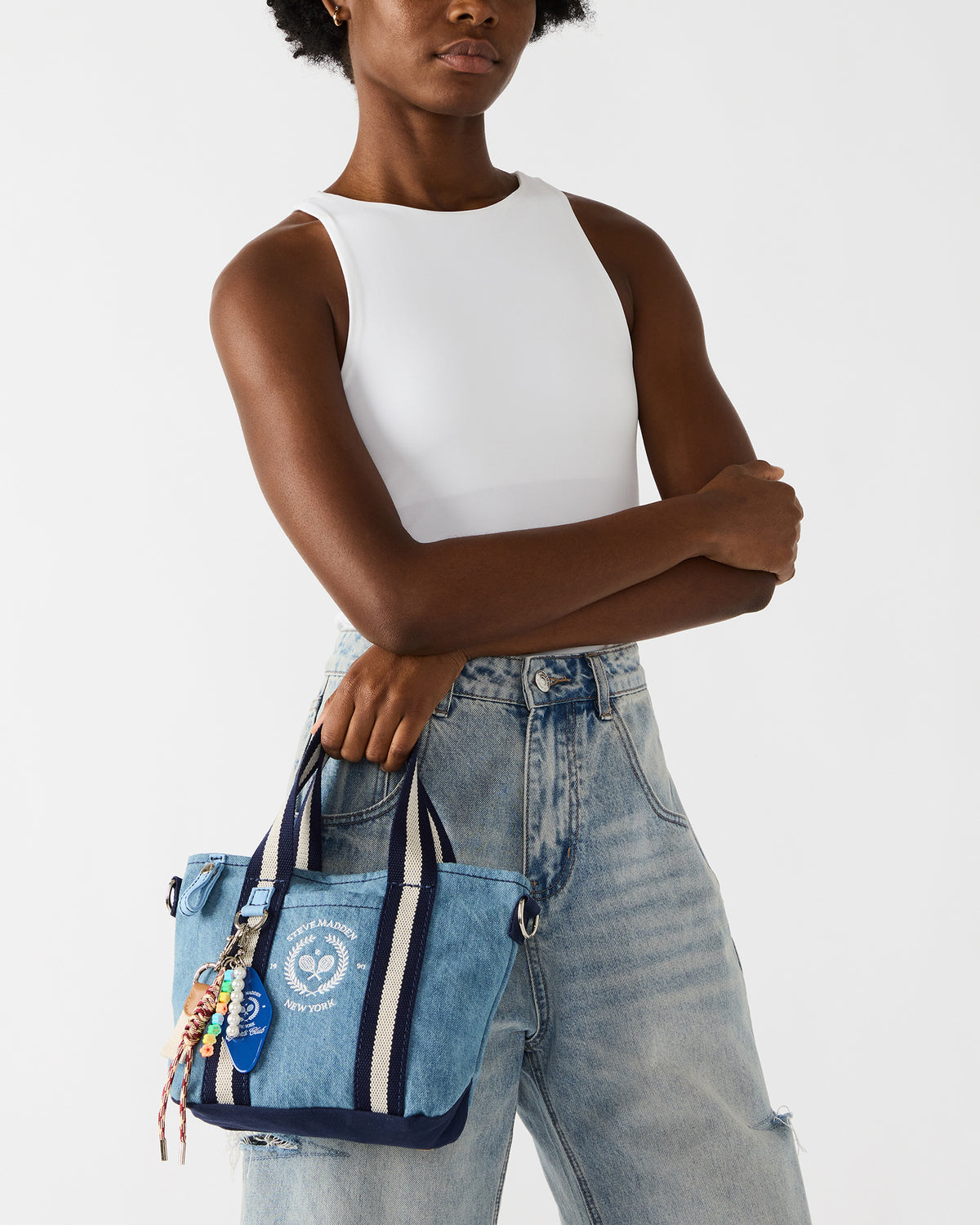 COLLEGE Bag Denim Top-Handle Crossbody Tote Handbag