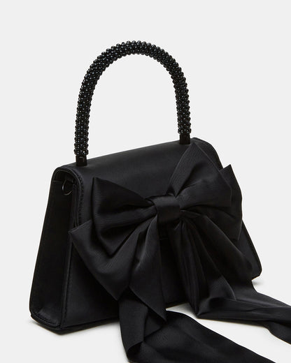 COSETTE Bag Black Satin Beaded Top-Handle Mini Handbag