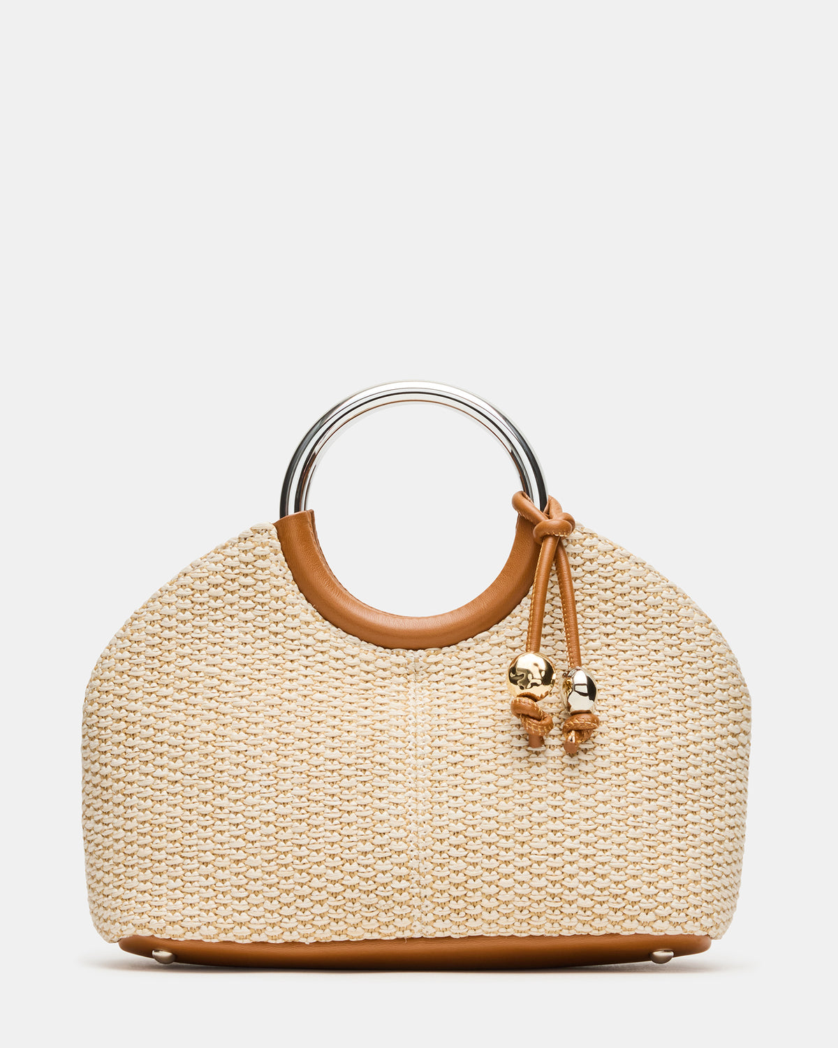 GEENA Straw Bag Light Natural Ring Top-Handle Crossbody Handbag